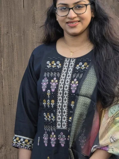 Party-Wear Suit Set – Black Colour with Embroidery