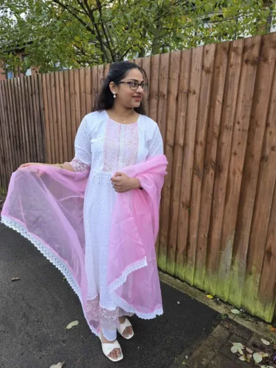 AqUBA Cotton Suit Set with Elegant Lace Border