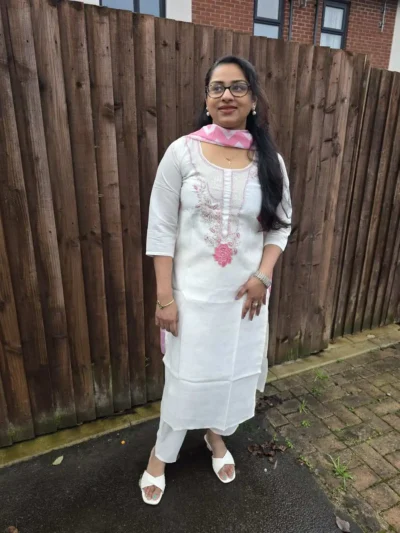 Party-Wear 3-Piece Suit Set – White & Baby Pink Combo