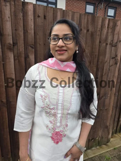Party-Wear 3-Piece Suit Set – White & Baby Pink Combo